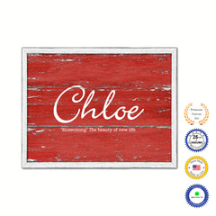 Chloe Name Plate White Wash Wood Frame Canvas Print Boutique Cottage Decor Shabby Chic