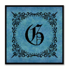 Alphabet G Blue Canvas Print Black Frame Kids Bedroom Wall Décor Home Art