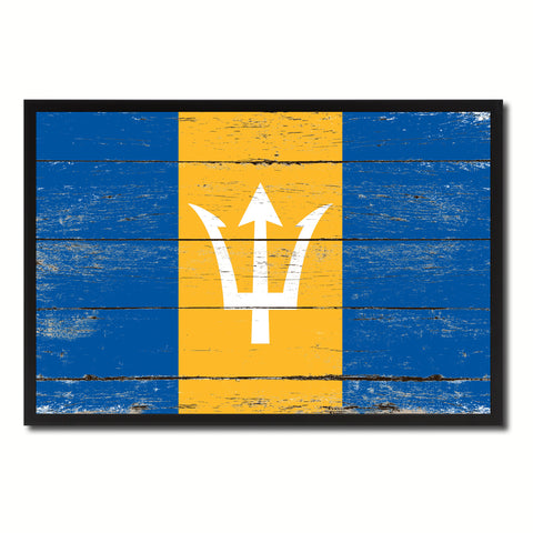 Barbados Country National Flag Vintage Canvas Print with Picture Frame Home Decor Wall Art Collection Gift Ideas