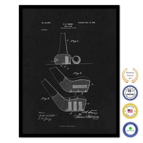 1899 Golf Club Old Patent Art Print on Canvas Custom Framed Vintage Home Decor Wall Decoration Great for Gifts