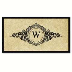 Alphabet Letter W Brown Canvas Print, Black Custom Frame