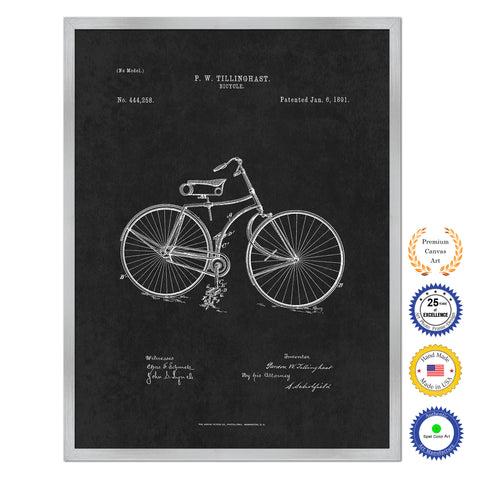 1891 Bicycle Old Patent Art Print on Canvas Custom Framed Vintage Home Decor Wall Decoration Great for Gifts