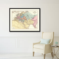 Europe In The Middle Ages Crusades Vintage Antique Map Wall Art Home Decor Gift Ideas Canvas Print Custom Picture Frame