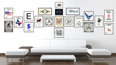 Alphabet Letter T White Canvas Print, Black Custom Frame