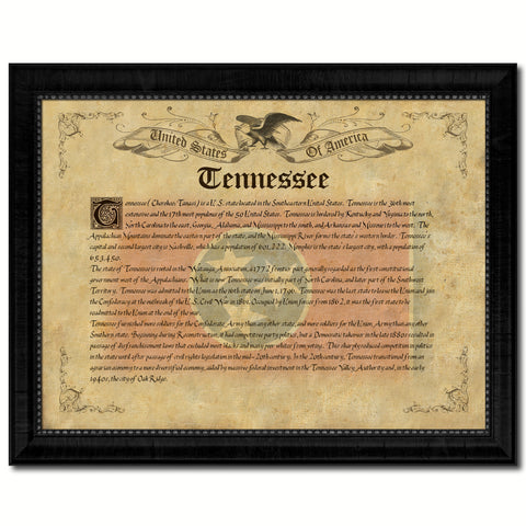 Tennessee Vintage History Flag Canvas Print, Picture Frame Gift Ideas Home Décor Wall Art Decoration