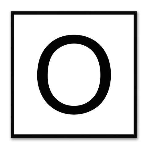 Alphabet O White Canvas Print Black Frame Kids Bedroom Wall Décor Home Art