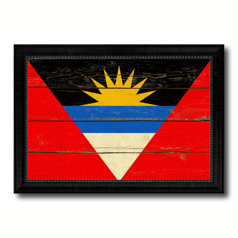 Dominica Country Flag Vintage Canvas Print with Black Picture Frame Home Decor Gifts Wall Art Decoration Artwork