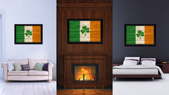Ireland Saint Patrick Flag Texture Canvas Print with Black Picture Frame Gift Ideas Home Decor Wall Art