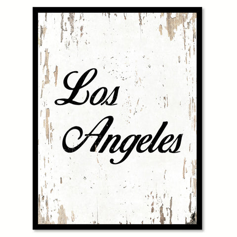 Los Angeles City Vintage Sign Black Framed Canvas Print Home Decor Wall Art Collectible Decoration Artwork Gifts
