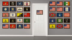 USA American Dream Flag Texture Canvas Print with Brown Picture Frame Home Decor Wall Art Gifts