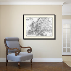 Ancient Europe Vintage B&W Map Canvas Print, Picture Frame Home Decor Wall Art Gift Ideas