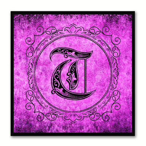 Alphabet T Purple Canvas Print Black Frame Kids Bedroom Wall Décor Home Art