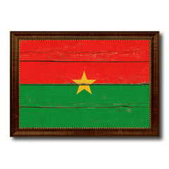 Burkina Faso Country Flag Vintage Canvas Print with Brown Picture Frame Home Decor Gifts Wall Art Decoration Artwork