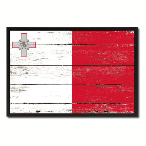 Malta Country National Flag Vintage Canvas Print with Picture Frame Home Decor Wall Art Collection Gift Ideas