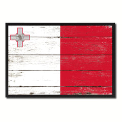 Malta Country National Flag Vintage Canvas Print with Picture Frame Home Decor Wall Art Collection Gift Ideas