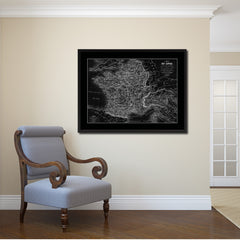 France Vintage Monochrome Map Canvas Print, Gifts Picture Frames Home Decor Wall Art