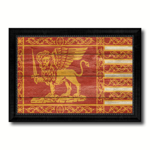 Republic of Venice City Italy Country Texture Flag Canvas Print Black Picture Frame