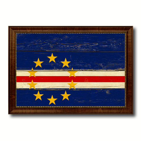 Cape Verde Country Flag Vintage Canvas Print with Brown Picture Frame Home Decor Gifts Wall Art Decoration Artwork