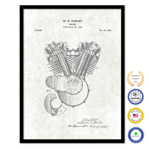 1923 Engine Old Patent Art Print on Canvas Custom Framed Vintage Home Decor Wall Decoration Great for Gifts