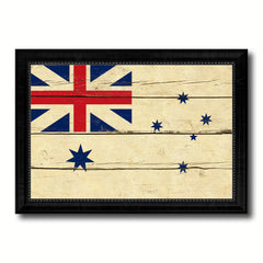 Australian White Ensign City Australia Country Vintage Flag Canvas Print Black Picture Frame