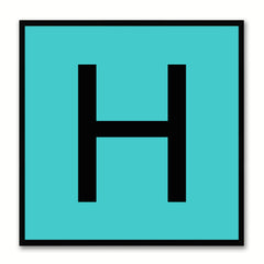 Alphabet H Aqua Canvas Print Black Frame Kids Bedroom Wall Décor Home Art