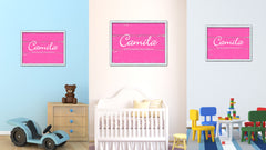 Camila Name Plate White Wash Wood Frame Canvas Print Boutique Cottage Decor Shabby Chic