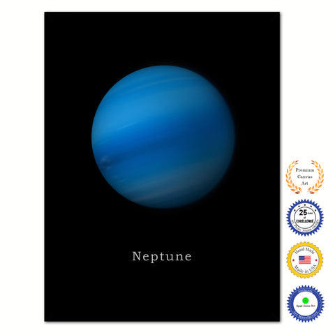 Neptune Print on Canvas Planets of Solar System Black Custom Framed Art Home Decor Wall Office Decoration