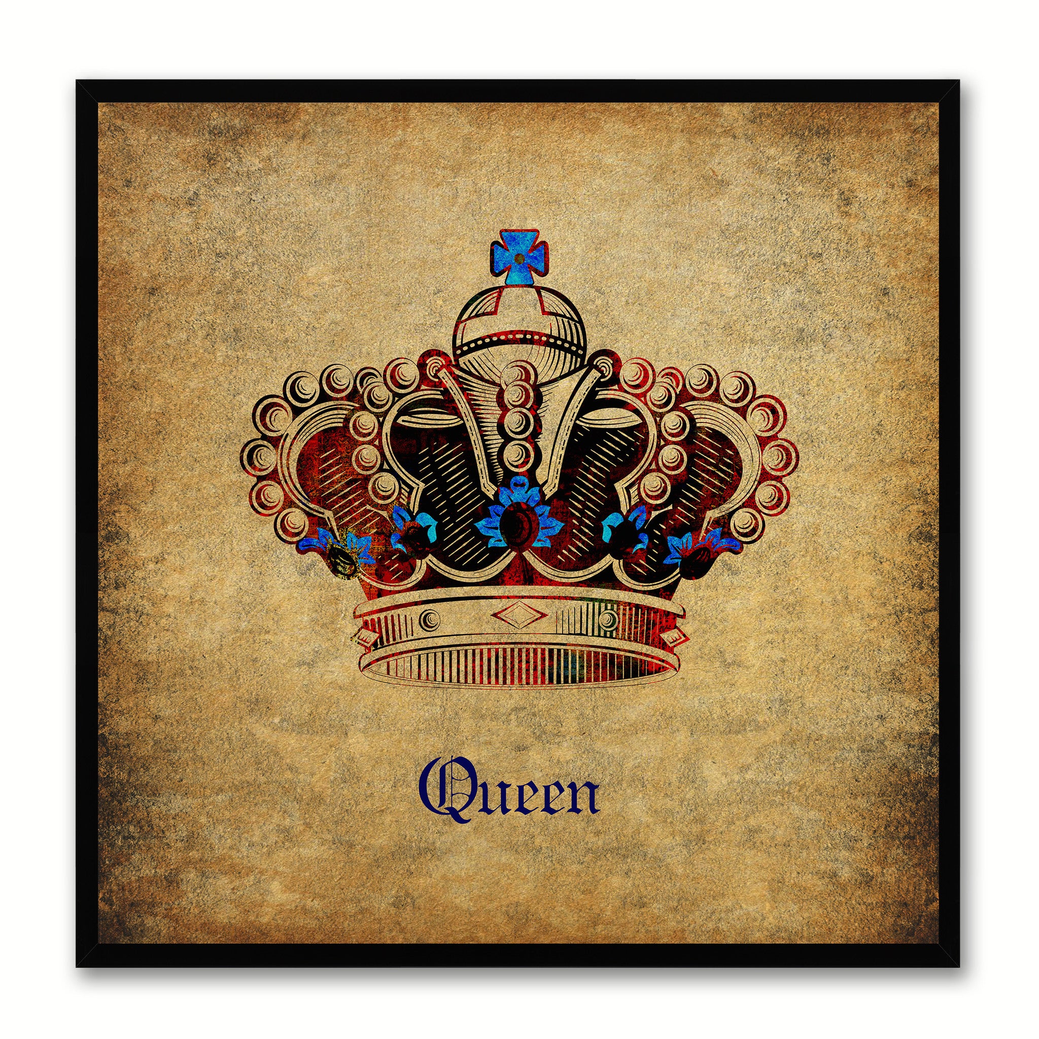 Queen Brown Canvas Print Black Frame Kids Bedroom Wall Home Décor