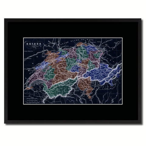 Switzerland Vintage Vivid Color Map Canvas Print, Picture Frame Home Decor Wall Art Office Decoration Gift Ideas
