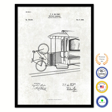 1898 Bicycle Carrier Old Patent Art Print on Canvas Custom Framed Vintage Home Decor Wall Decoration Great for Gifts