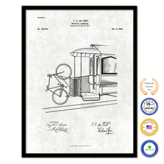 1898 Bicycle Carrier Old Patent Art Print on Canvas Custom Framed Vintage Home Decor Wall Decoration Great for Gifts