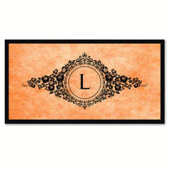 Alphabet Letter L Orange Canvas Print, Black Custom Frame