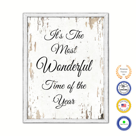 It's The Most Wonderful Time Of The Year Vintage Saying Gifts Home Decor Wall Art Canvas Print with Custom Picture Frame