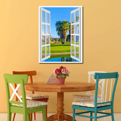 Palm Springs California Golf Course Picture French Window Canvas Print with Frame Gifts Home Decor Wall Art Collection