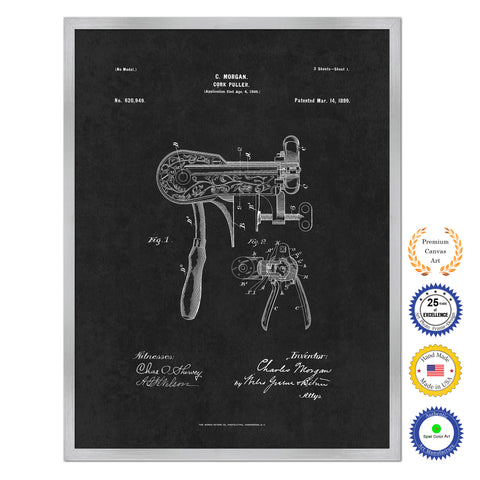 1899 Cork Puller Old Patent Art Print on Canvas Custom Framed Vintage Home Decor Wall Decoration Great for Gifts