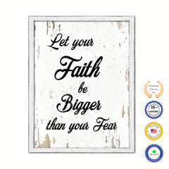 Let Your Faith Be Bigger Than Your Fear Vintage Saying Gifts Home Decor Wall Art Canvas Print with Custom Picture Frame