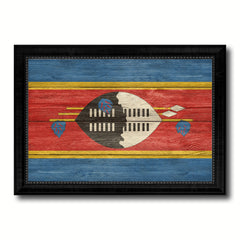 Swaziland Country Flag Texture Canvas Print with Black Picture Frame Home Decor Wall Art Decoration Collection Gift Ideas