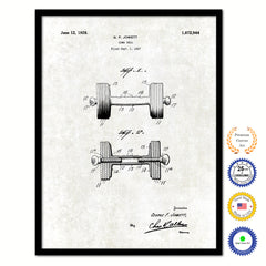 1928 Dumb Bell Old Patent Art Print on Canvas Custom Framed Vintage Home Decor Wall Decoration Great for Gifts