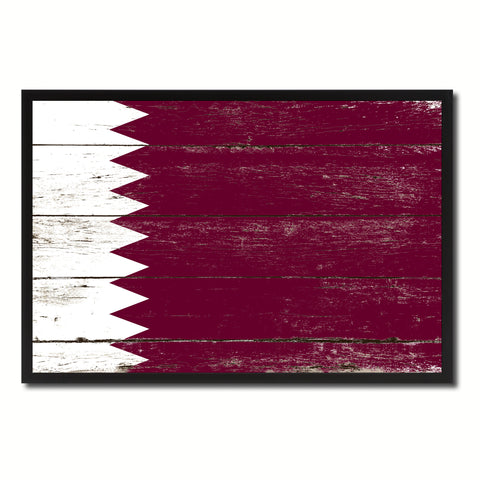 Qatar Country National Flag Vintage Canvas Print with Picture Frame Home Decor Wall Art Collection Gift Ideas