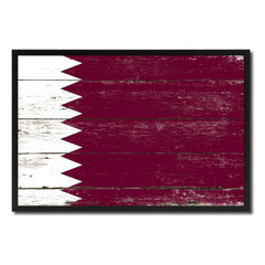 Qatar Country National Flag Vintage Canvas Print with Picture Frame Home Decor Wall Art Collection Gift Ideas