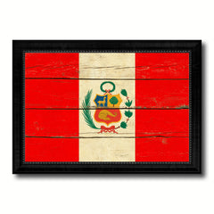 Peru Country Flag Vintage Canvas Print with Black Picture Frame Home Decor Gifts Wall Art Decoration Artwork