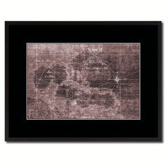 Caribbean Vintage Vivid Sepia Map Canvas Print, Picture Frames Home Decor Wall Art Decoration Gifts