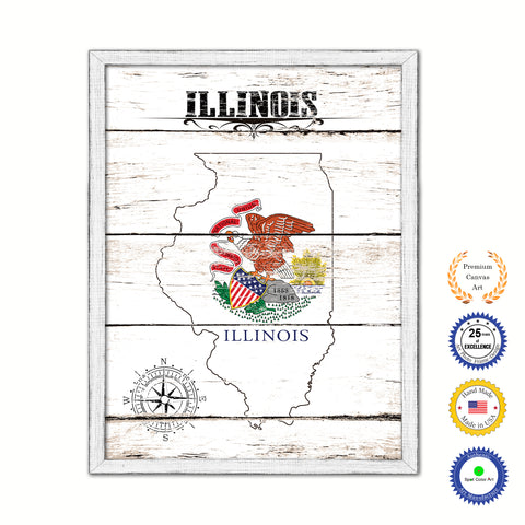 Illinois Flag Gifts Home Decor Wall Art Canvas Print with Custom Picture Frame