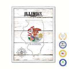 Illinois Flag Gifts Home Decor Wall Art Canvas Print with Custom Picture Frame