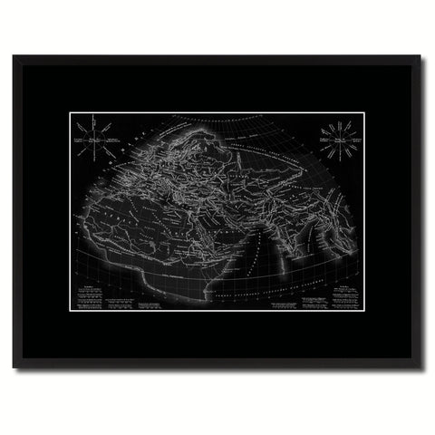 World In The Time Of Ptolomy Vintage Monochrome Map Canvas Print, Gifts Picture Frames Home Decor Wall Art