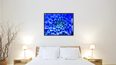 Blue Chrysanthemum Flower Framed Canvas Print Home Décor Wall Art