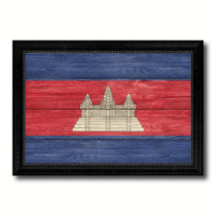 Cambodia Country Flag Texture Canvas Print with Black Picture Frame Home Decor Wall Art Decoration Collection Gift Ideas