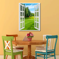 Vancouver Canada Golf Course View Picture French Window Canvas Print with Frame Gifts Home Decor Wall Art Collection