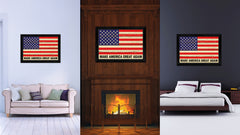 Make America Great Again USA Flag Vintage Canvas Print with Black Picture Frame Home Decor Wall Art Decoration Gift Ideas