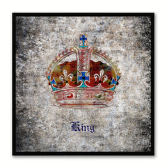 King Black Canvas Print Black Frame Kids Bedroom Wall Home Décor